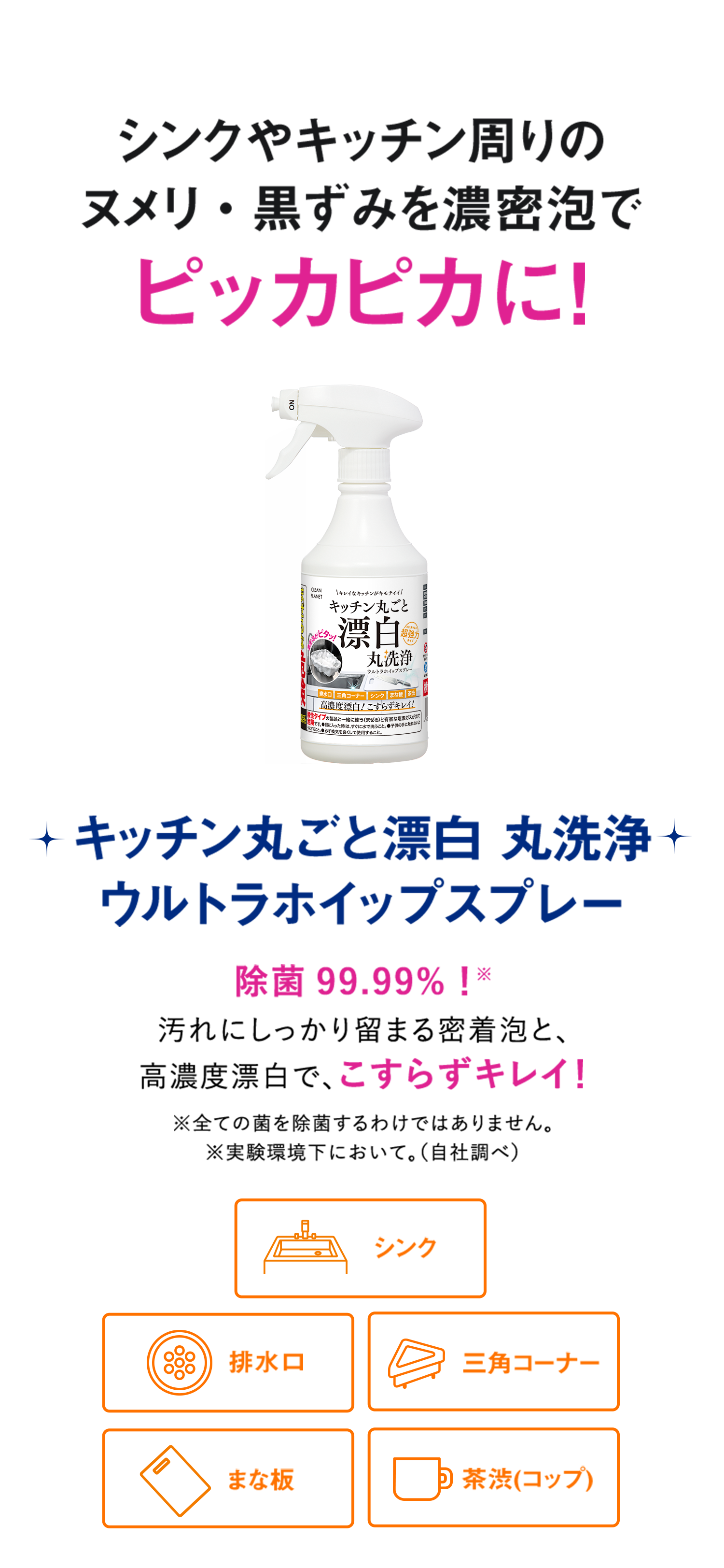 CLEAN PLANET キッチン丸ごと漂白　丸洗浄　ウルトラホイップスプレー